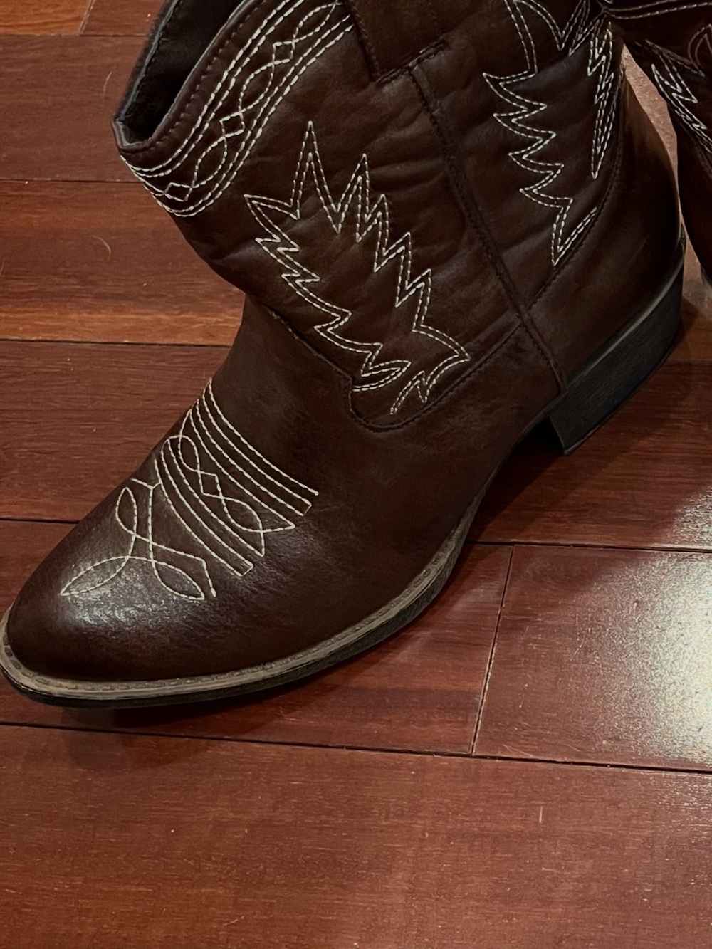 Coconuts by Matisse Dark Brown Western Ankle Boots with White Stitching